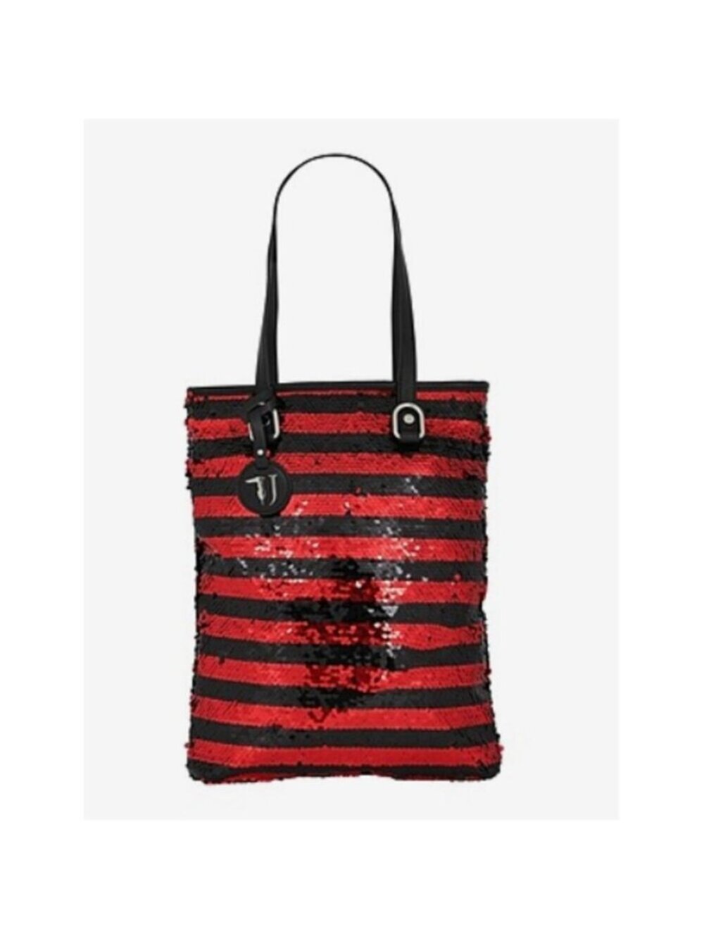 Trussardi Jeans sequins stripped Handbag red and black